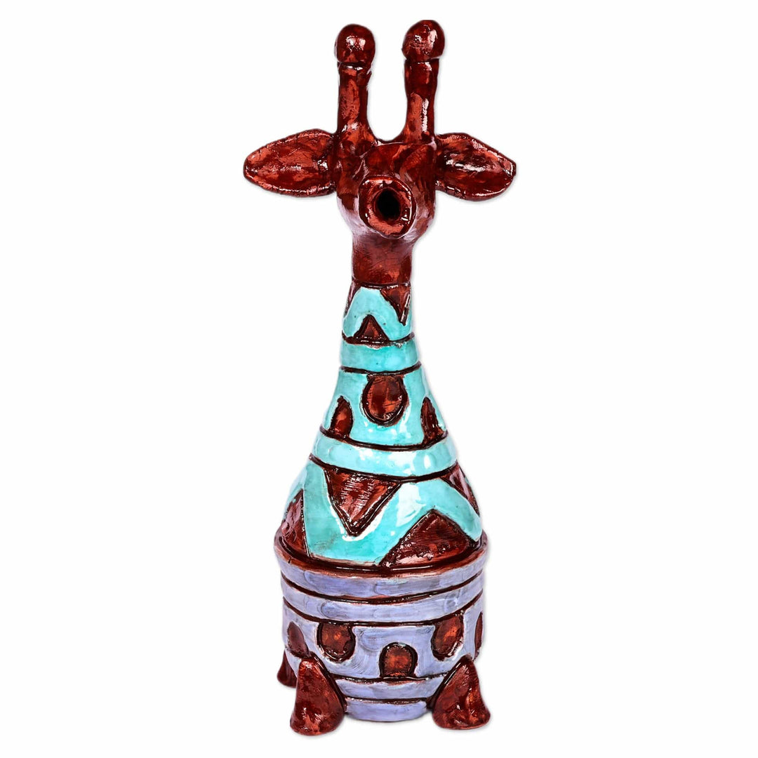 Handcrafted Ceramic Giraffe Sculpture with Wavy Details - Giraffe's Waves