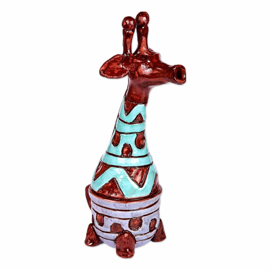 Handcrafted Ceramic Giraffe Sculpture with Wavy Details - Giraffe's Waves