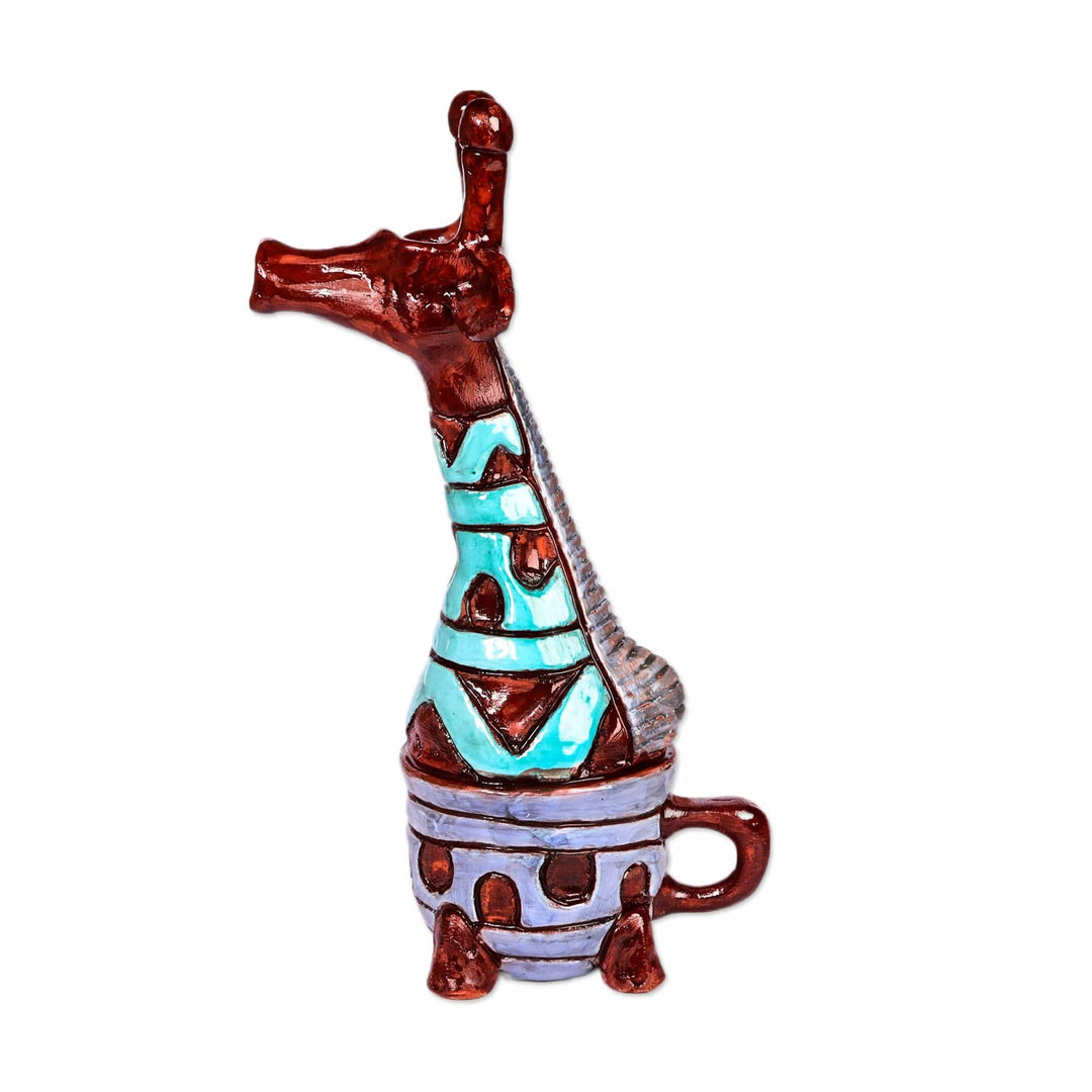 Handcrafted Ceramic Giraffe Sculpture with Wavy Details - Giraffe's Waves