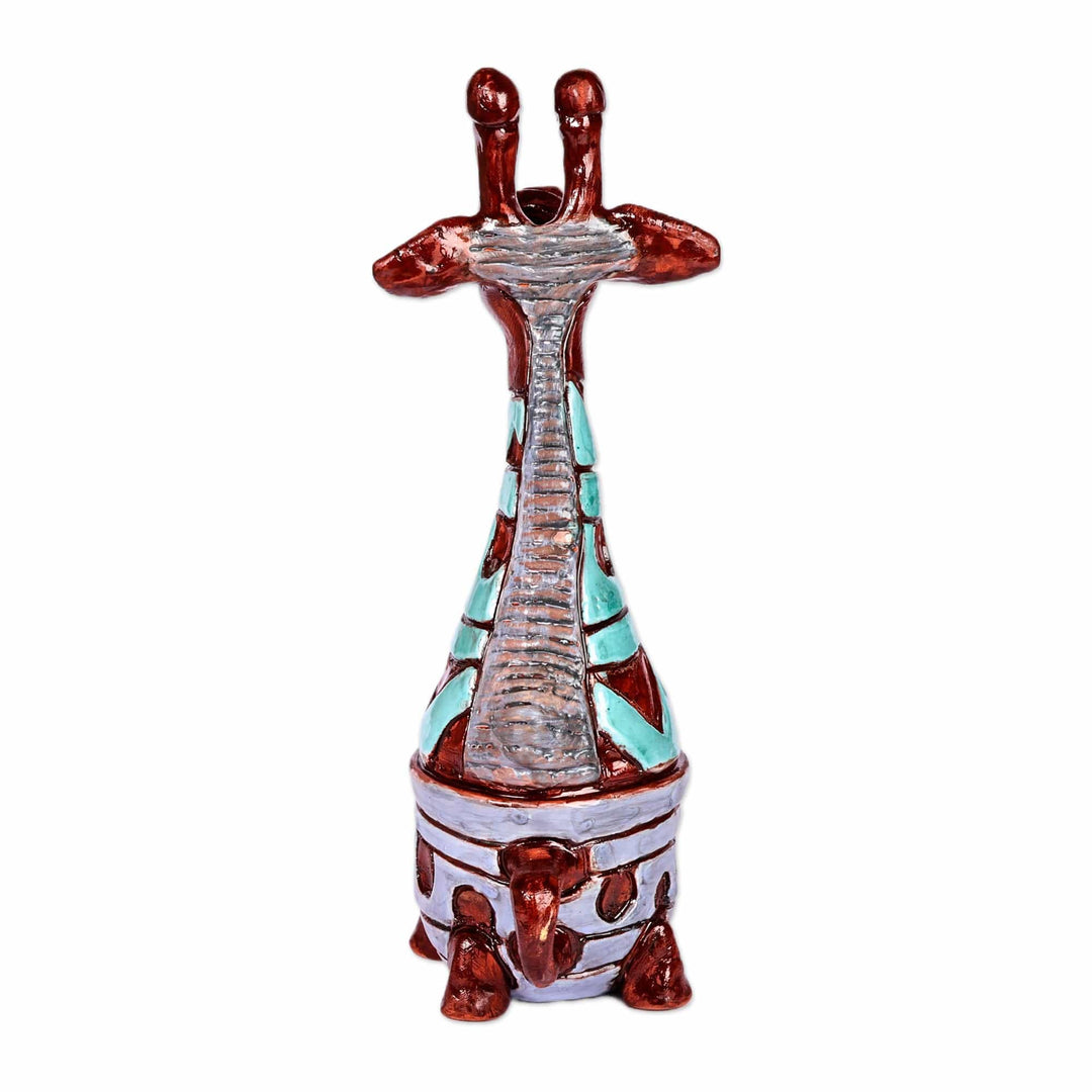 Handcrafted Ceramic Giraffe Sculpture with Wavy Details - Giraffe's Waves