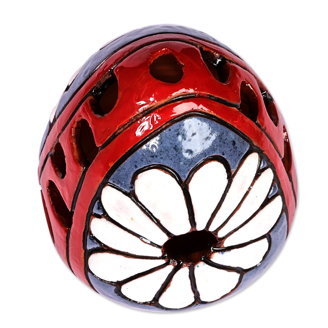 Hand-Painted Floral Blue and White Ceramic Candleholder - Pure Light