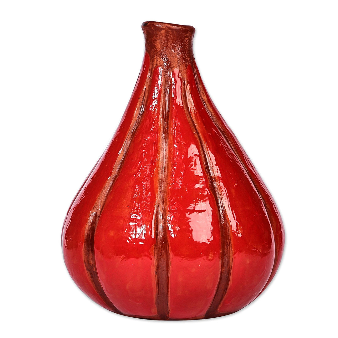Hand-Painted Warm-Toned Pumpkin-Shaped Ceramic Vase - Pumpkin Days