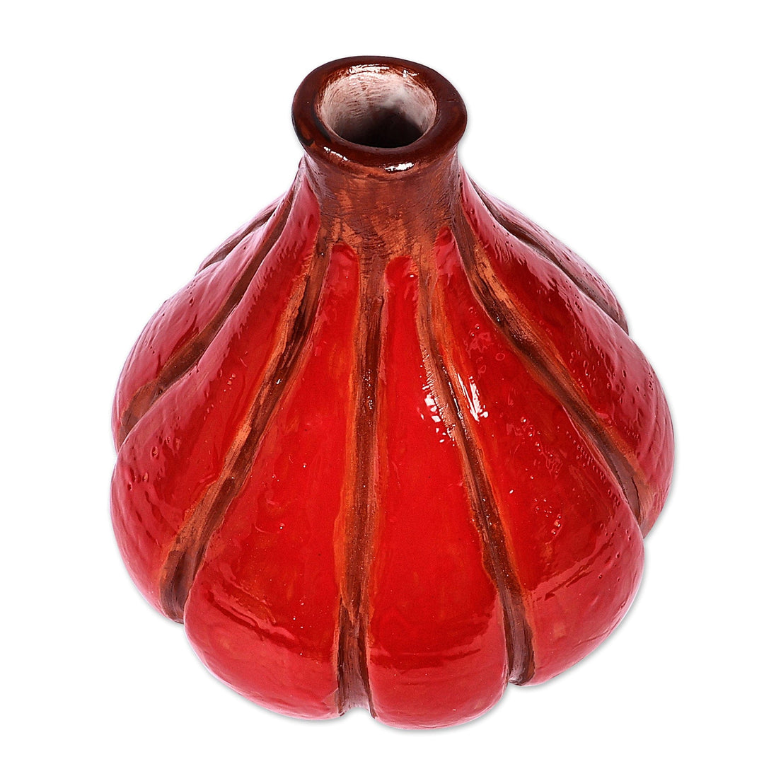 Hand-Painted Warm-Toned Pumpkin-Shaped Ceramic Vase - Pumpkin Days