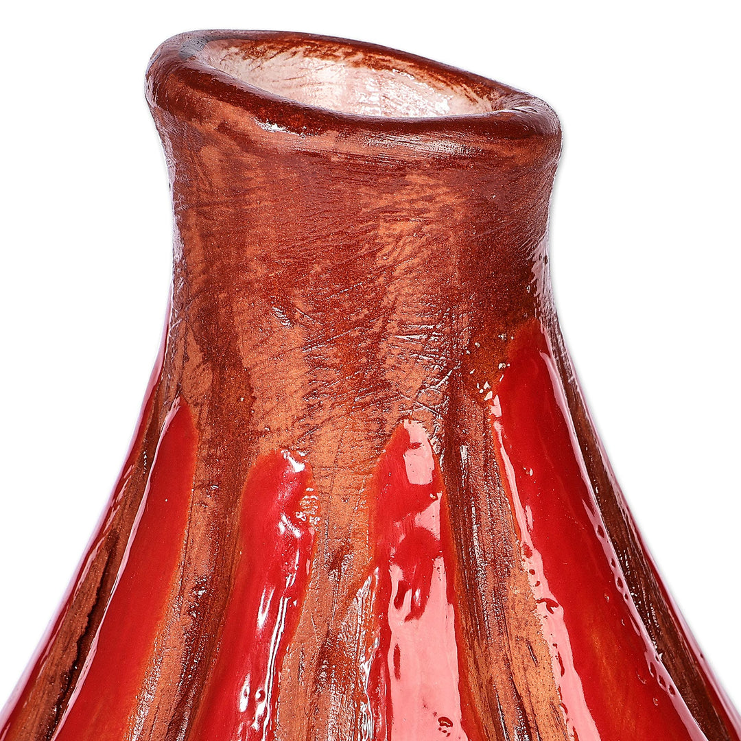 Hand-Painted Warm-Toned Pumpkin-Shaped Ceramic Vase - Pumpkin Days