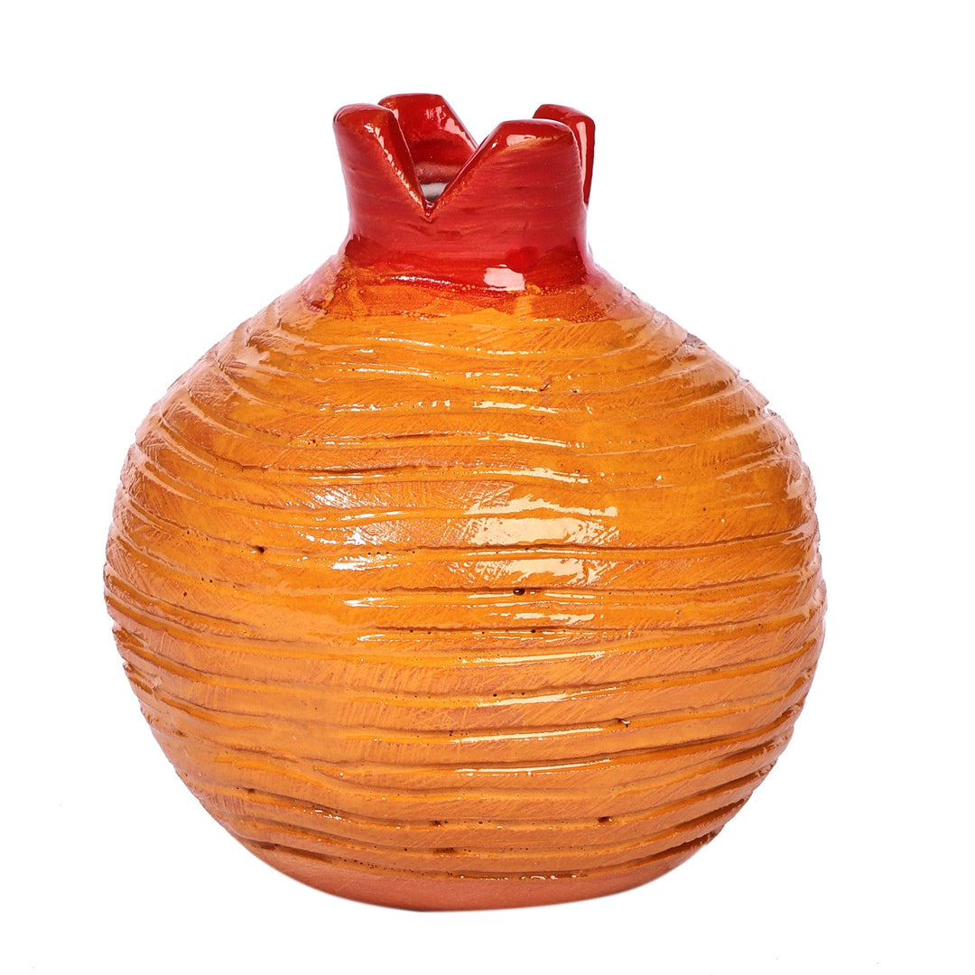 Handmade Pomegranate-Shaped Yellow Ceramic Decorative Vase - Joyous Passion
