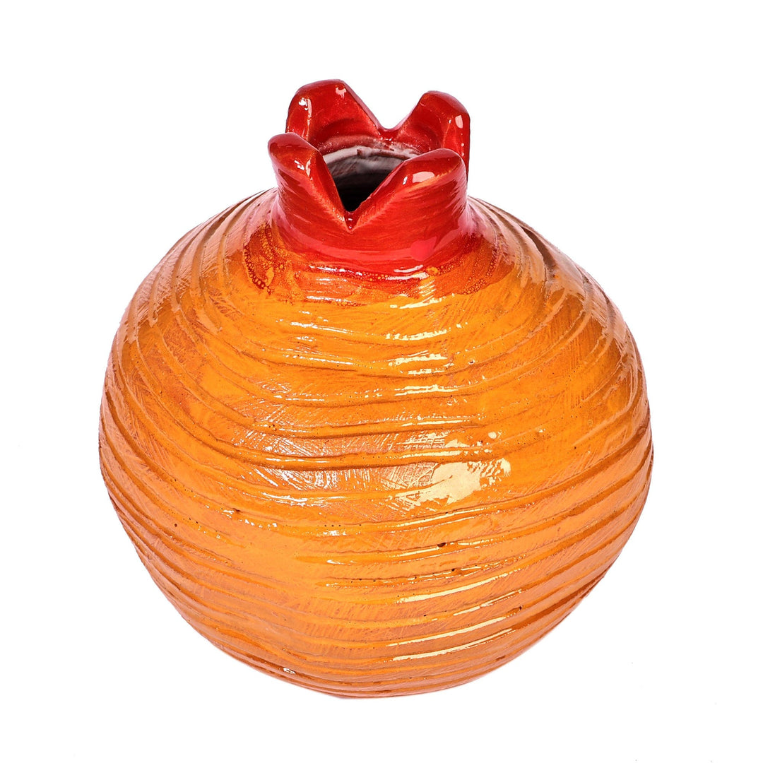 Handmade Pomegranate-Shaped Yellow Ceramic Decorative Vase - Joyous Passion