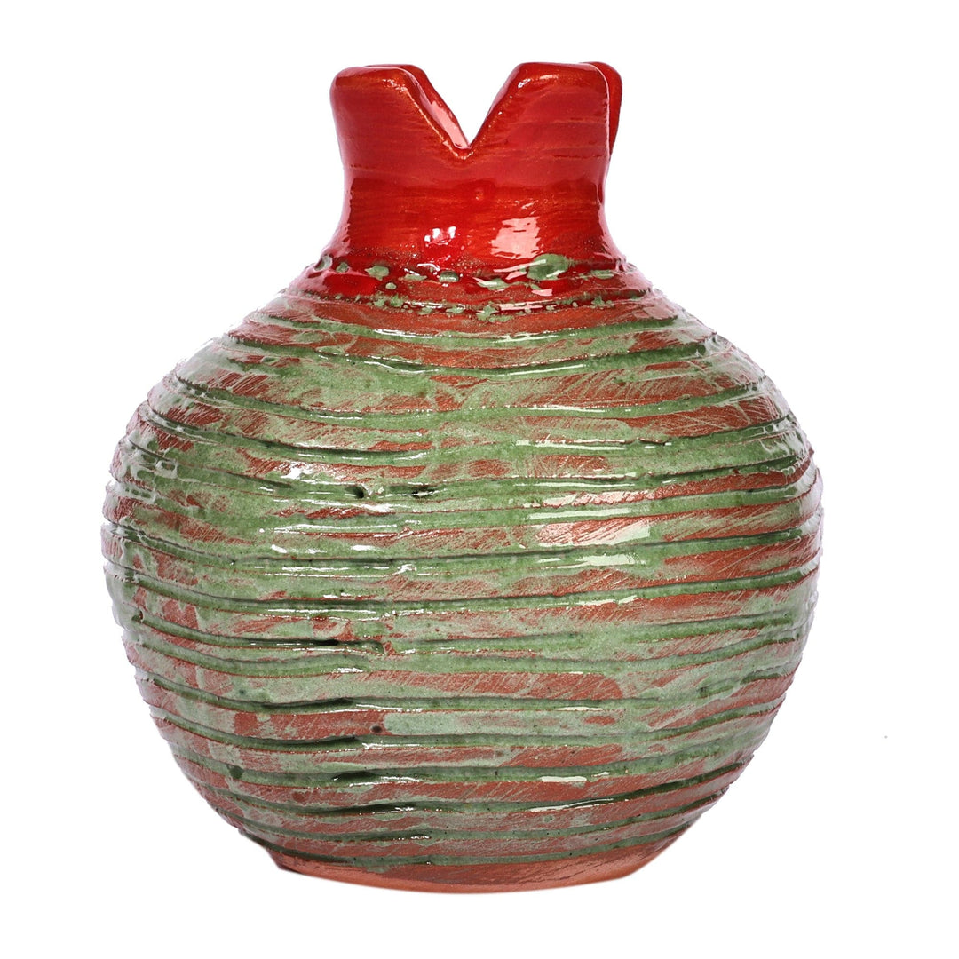 Handcrafted Pomegranate-Shaped Green Ceramic Decorative Vase - Vital Passion