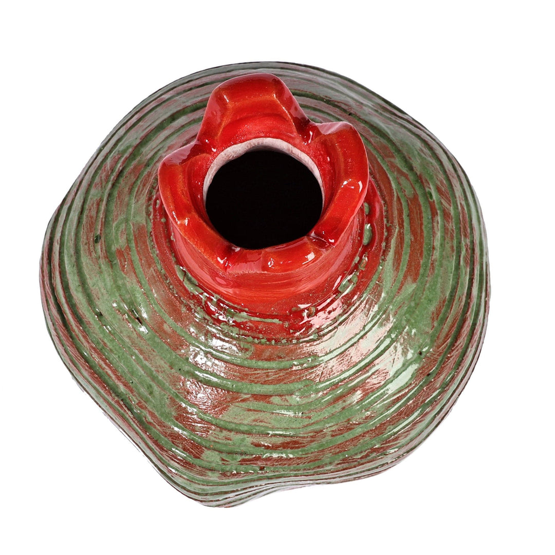 Handcrafted Pomegranate-Shaped Green Ceramic Decorative Vase - Vital Passion