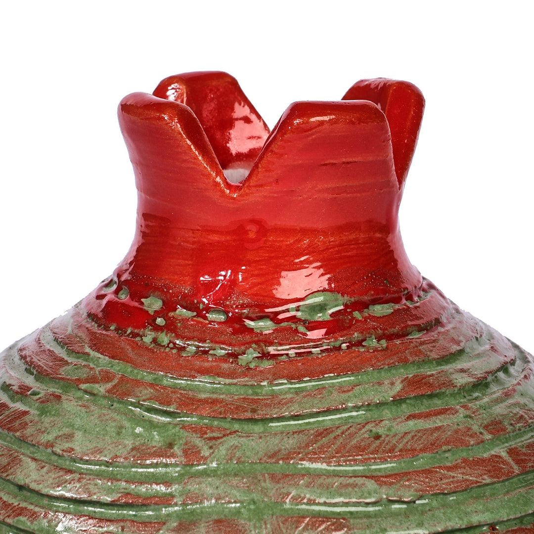 Handcrafted Pomegranate-Shaped Green Ceramic Decorative Vase - Vital Passion