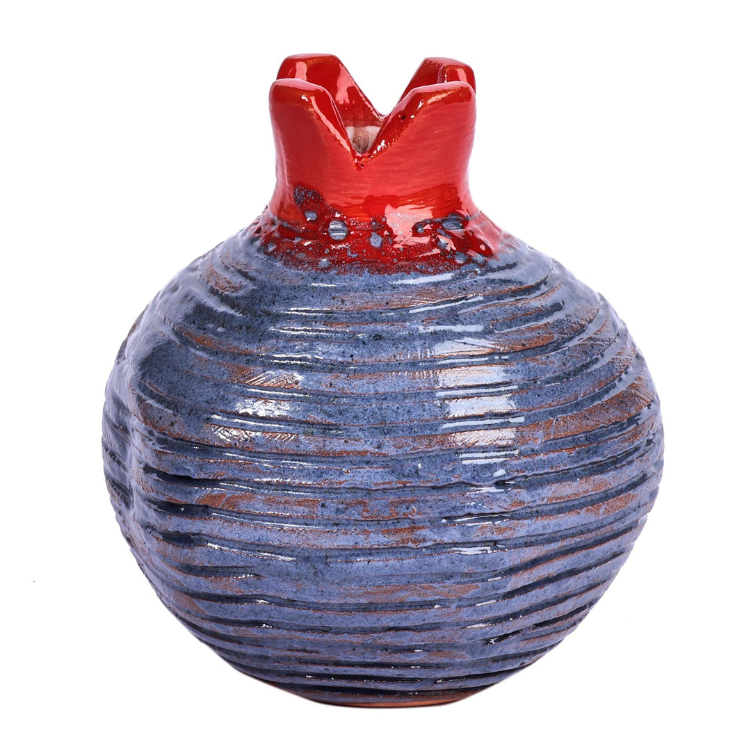 Handcrafted Pomegranate-Shaped Blue Ceramic Decorative Vase - Bewitched Passion