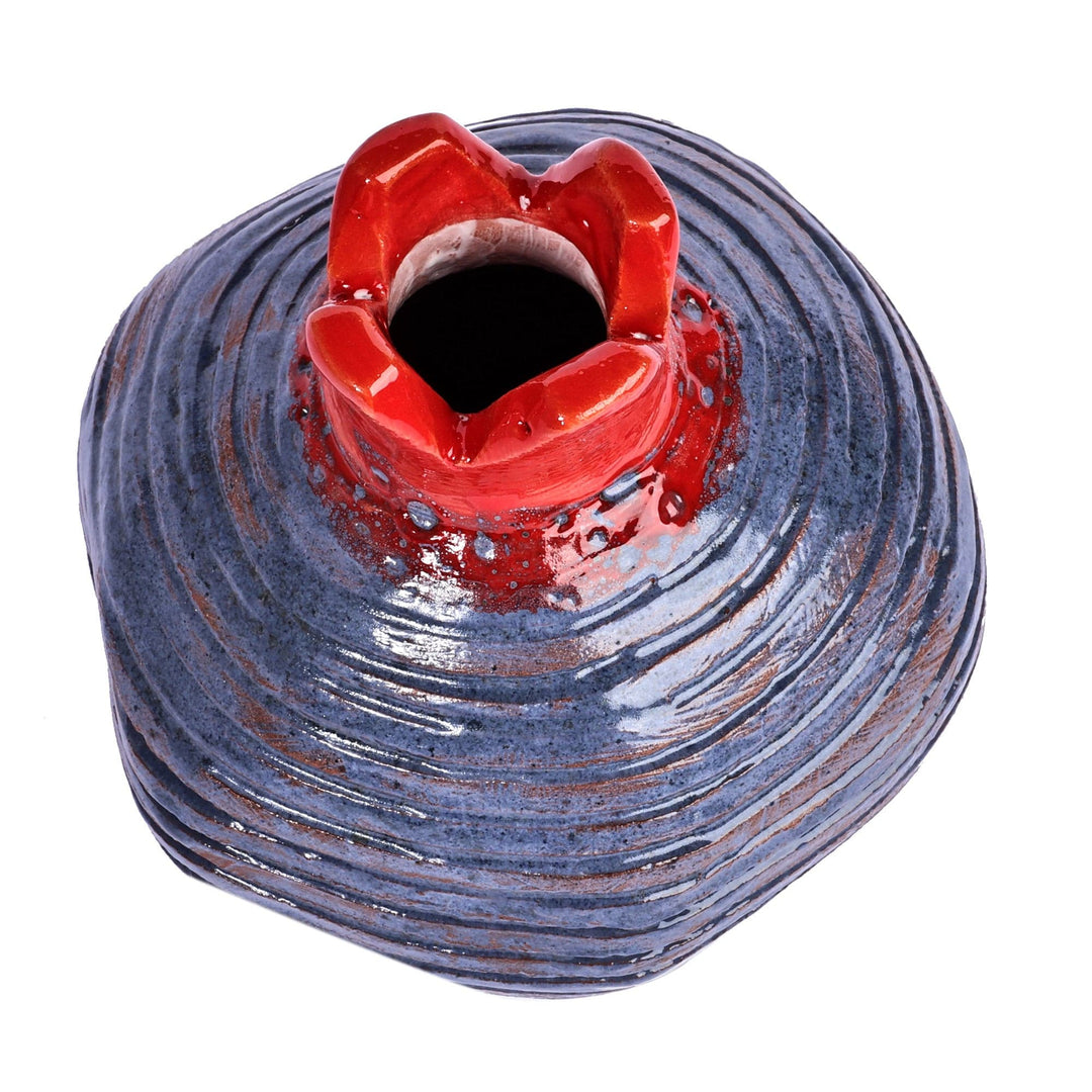 Handcrafted Pomegranate-Shaped Blue Ceramic Decorative Vase - Bewitched Passion