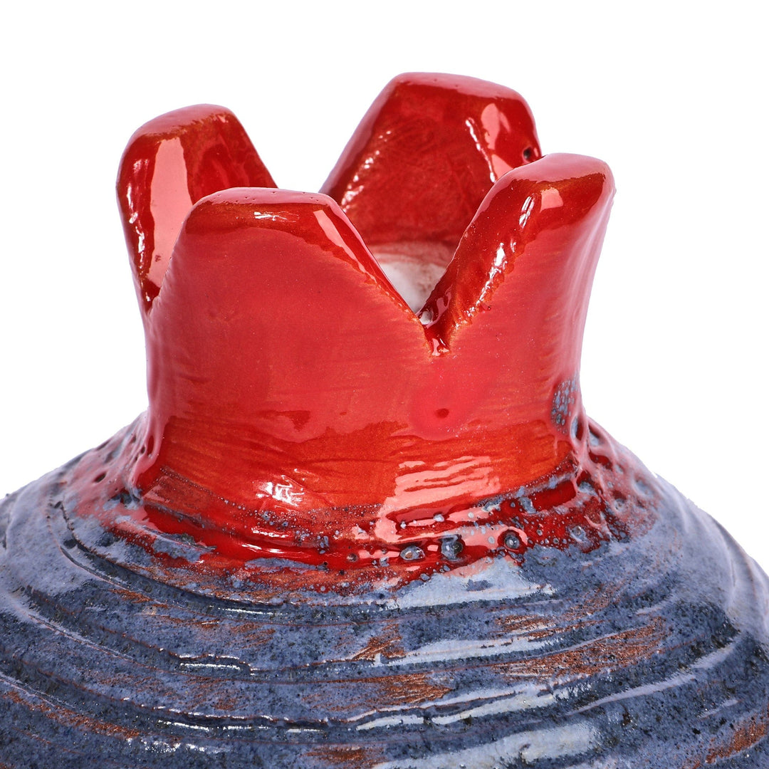 Handcrafted Pomegranate-Shaped Blue Ceramic Decorative Vase - Bewitched Passion