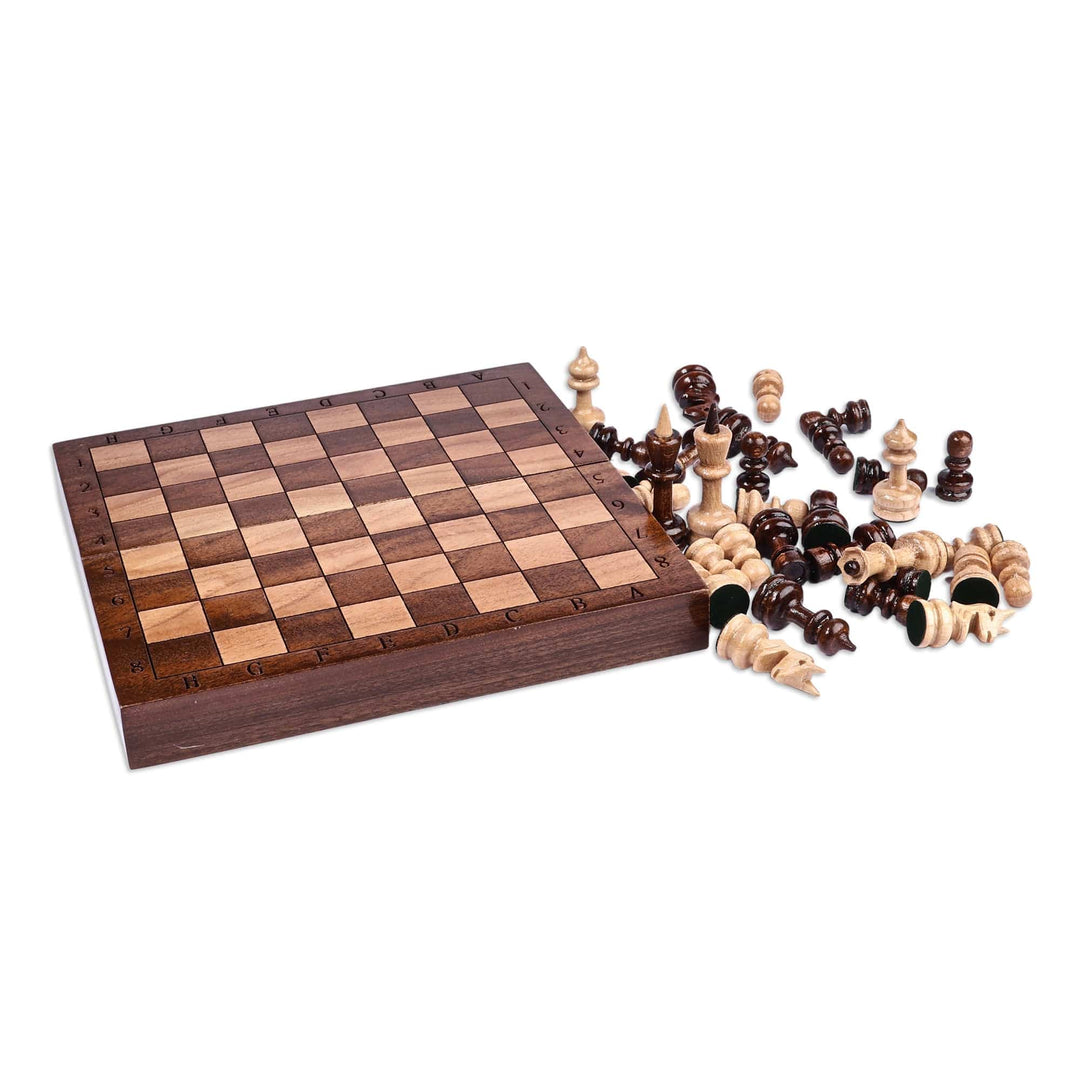 Wood Mini Chess Game Set Hand Carved in Armenia - Checkmate Conquest