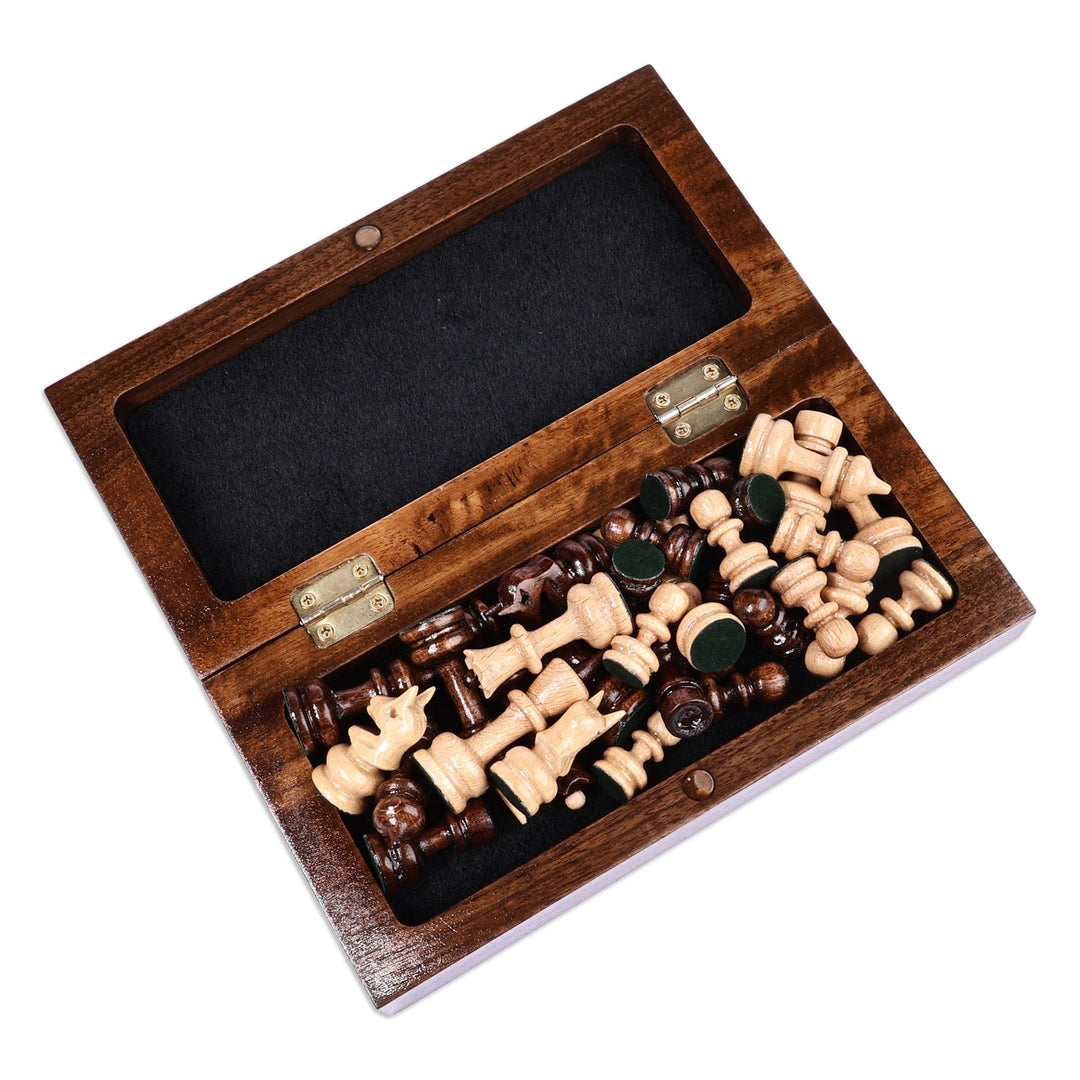 Wood Mini Chess Game Set Hand Carved in Armenia - Checkmate Conquest