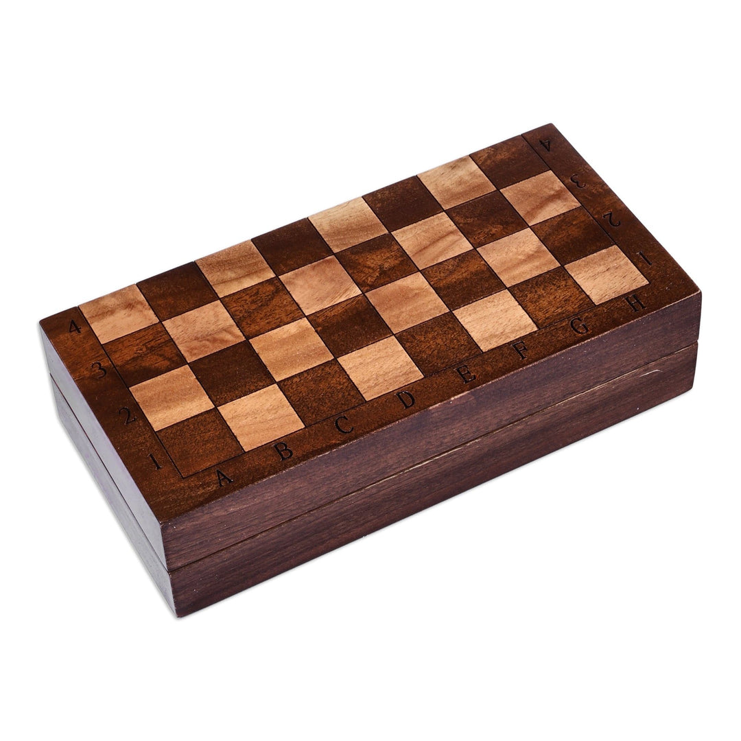 Wood Mini Chess Game Set Hand Carved in Armenia - Checkmate Conquest