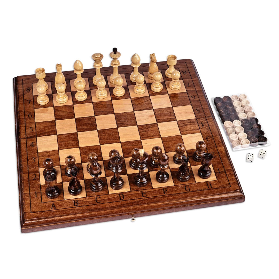 Wood Chess & Backgammon Board Game Set Handmade in Armenia - Double the Joy