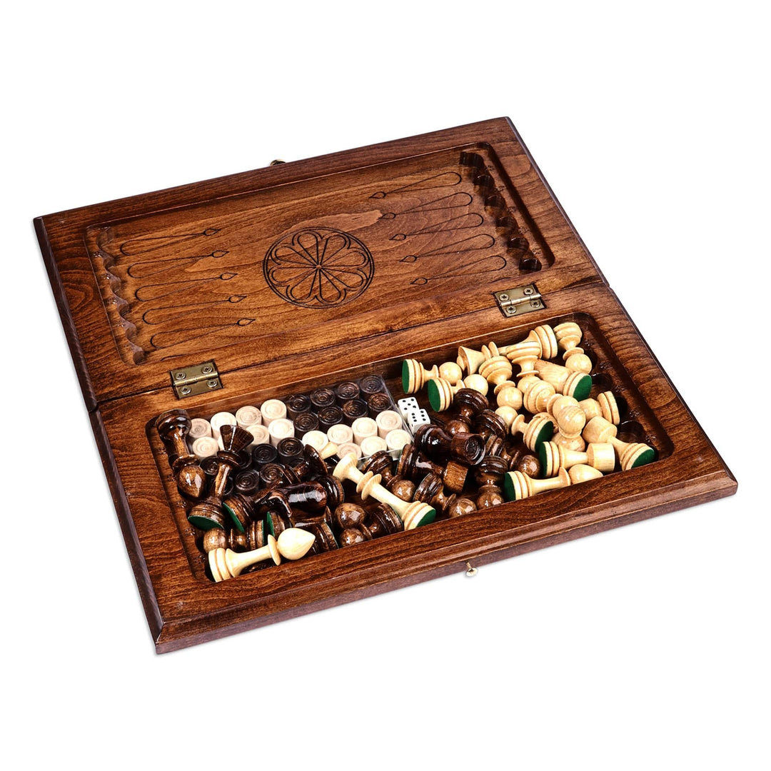 Wood Chess & Backgammon Board Game Set Handmade in Armenia - Double the Joy