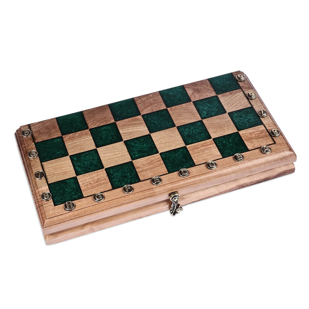 Handcrafted Wood and Resin Chess & Backgammon Board Game Set - Double the Enjoyment