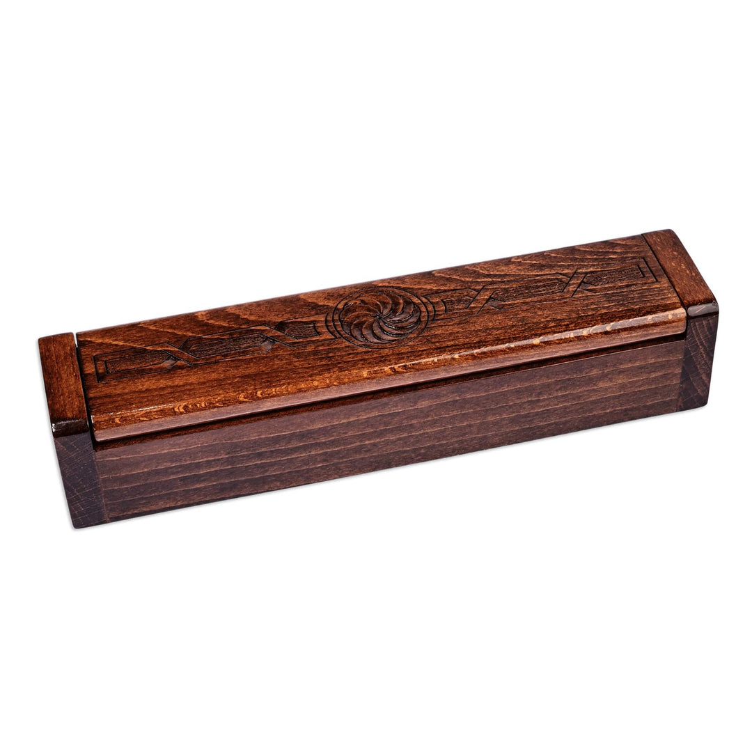 Handcrafted Small Beechwood Jewelry Box with Engraved Motifs - Cherished Treasures