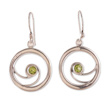 Modern Polished Round Natural Peridot Dangle Earrings - Gleaming Glory