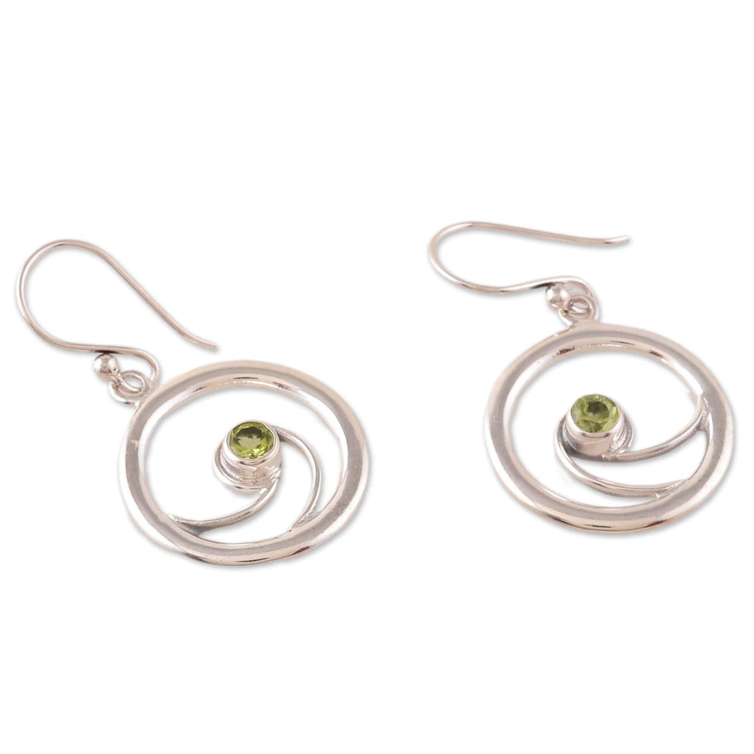 Modern Polished Round Natural Peridot Dangle Earrings - Gleaming Glory