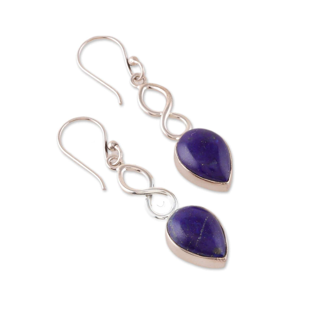 Polished Sterling Silver and Lapis Lazuli Dangle Earrings - Royal Destiny
