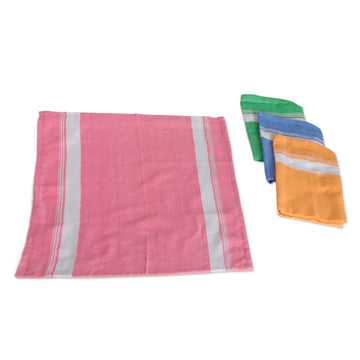 Set of 4 Handwoven Cotton Napkins in Colorful Hues - Festive Meals