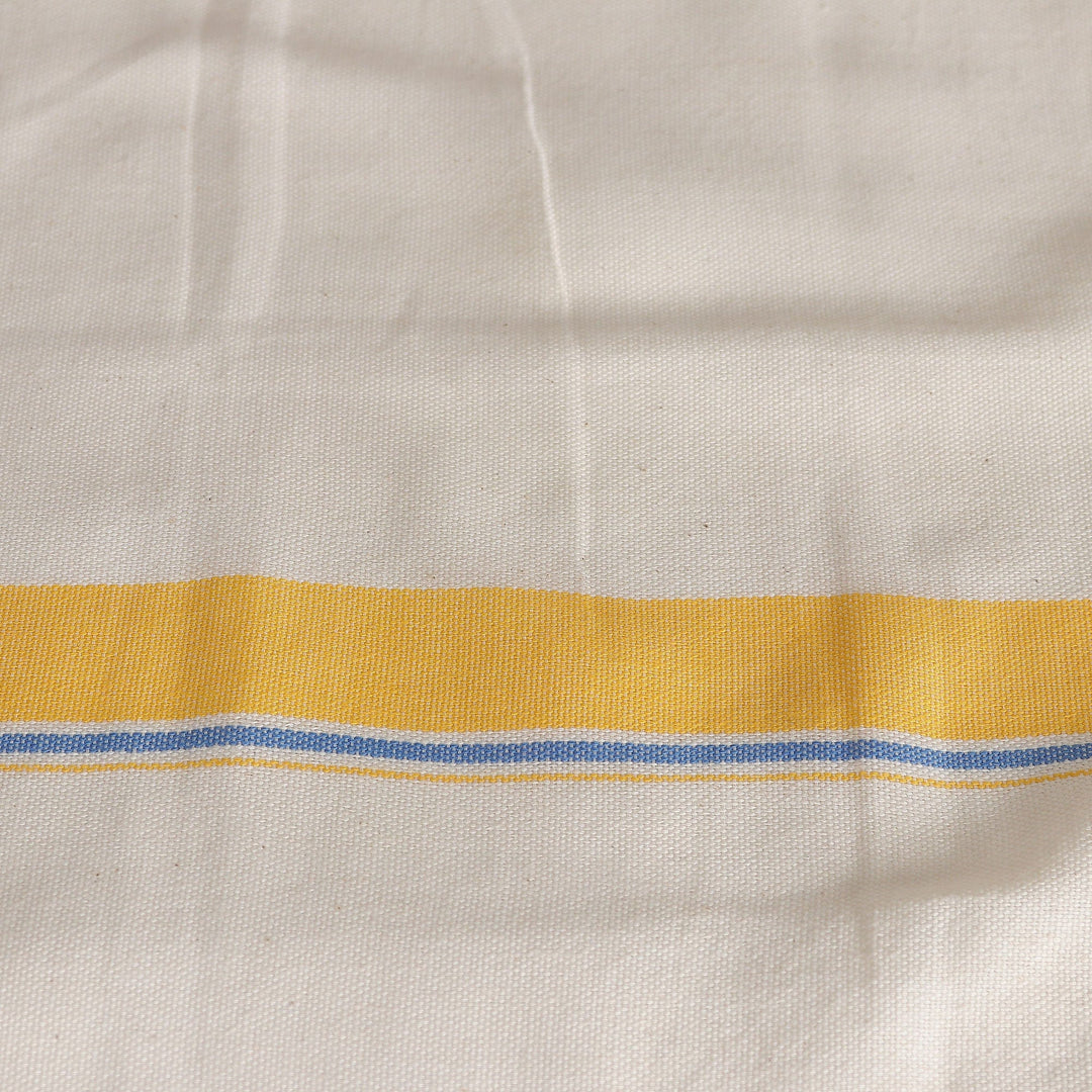Set of 3 Yellow, Pink and Teal Striped Cotton Dish Towels - Stripes of Grace
