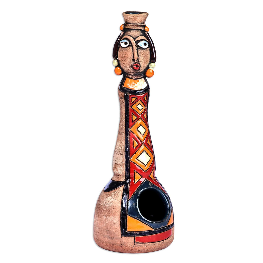 Woman in National Armenian Costume Ceramic Condiment Holder - Armenian Seasoning