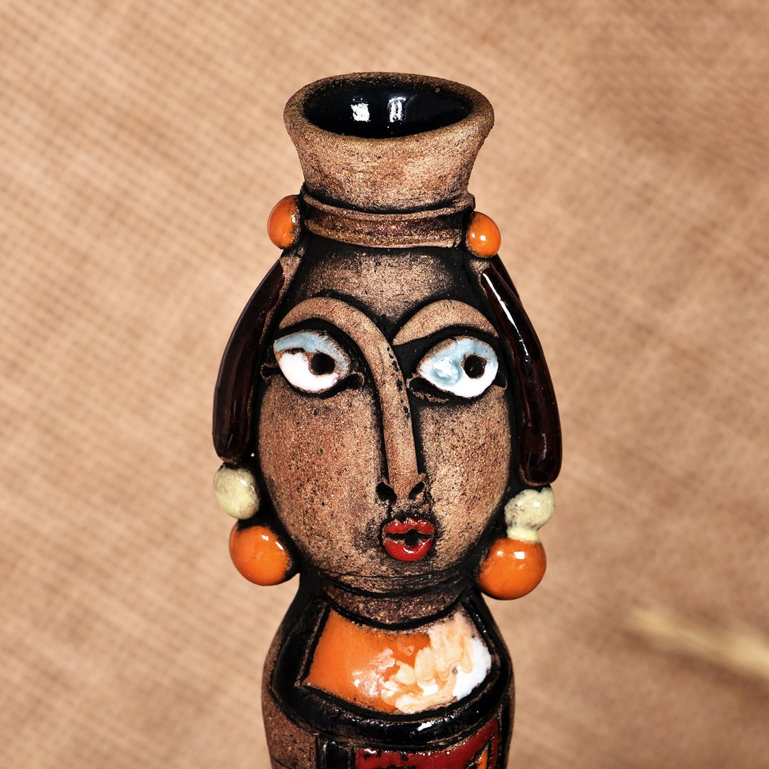 Woman in National Armenian Costume Ceramic Condiment Holder - Armenian Seasoning