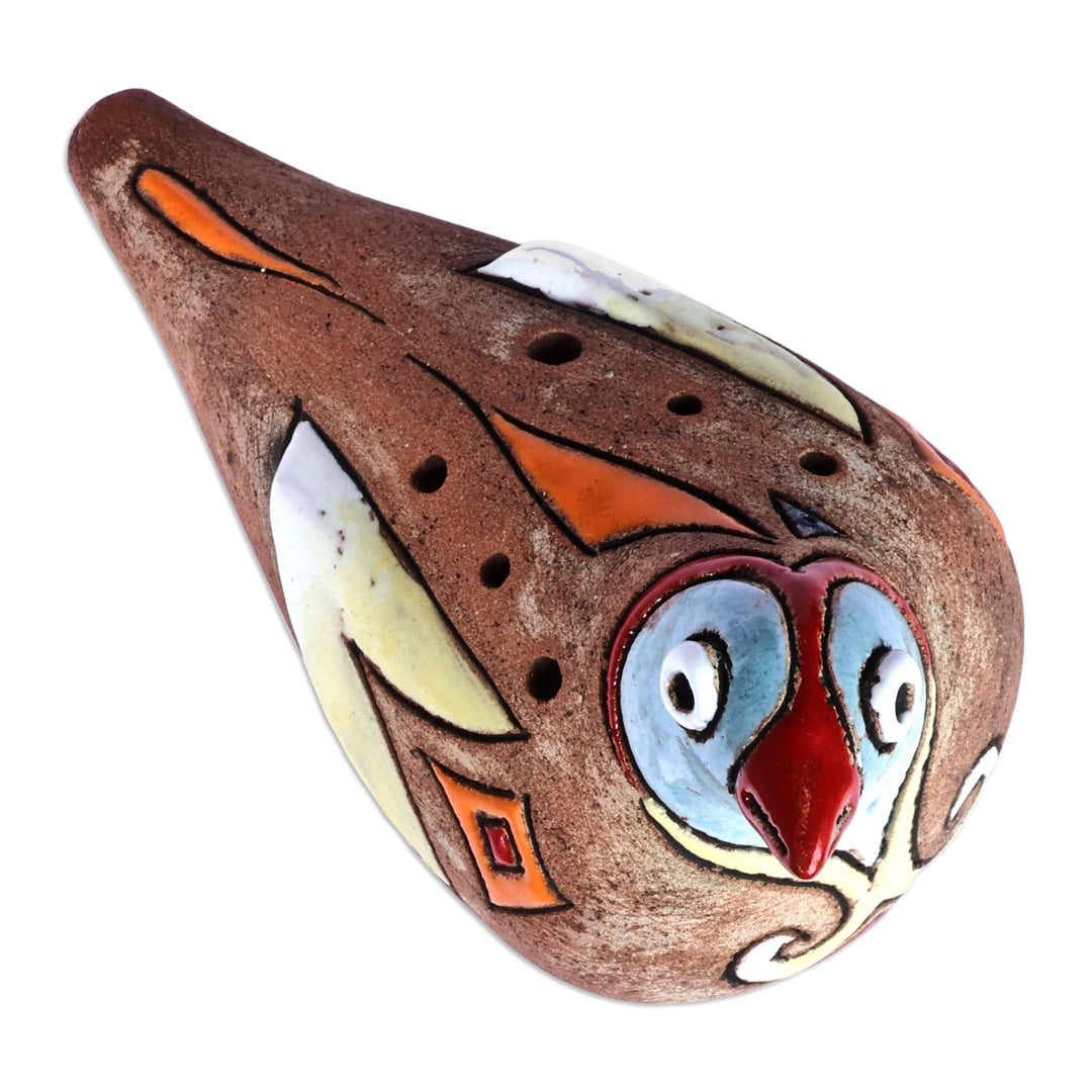 Hand-Painted Bird-Shaped Ceramic Ocarina in Blue and Yellow - Eden's Shvi Bird