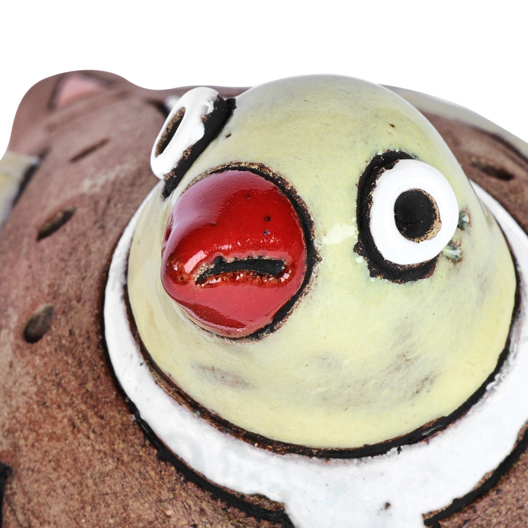 Hand-Painted Bird-Shaped Ceramic Ocarina in Warm Hues - Kingdom's Shvi Bird