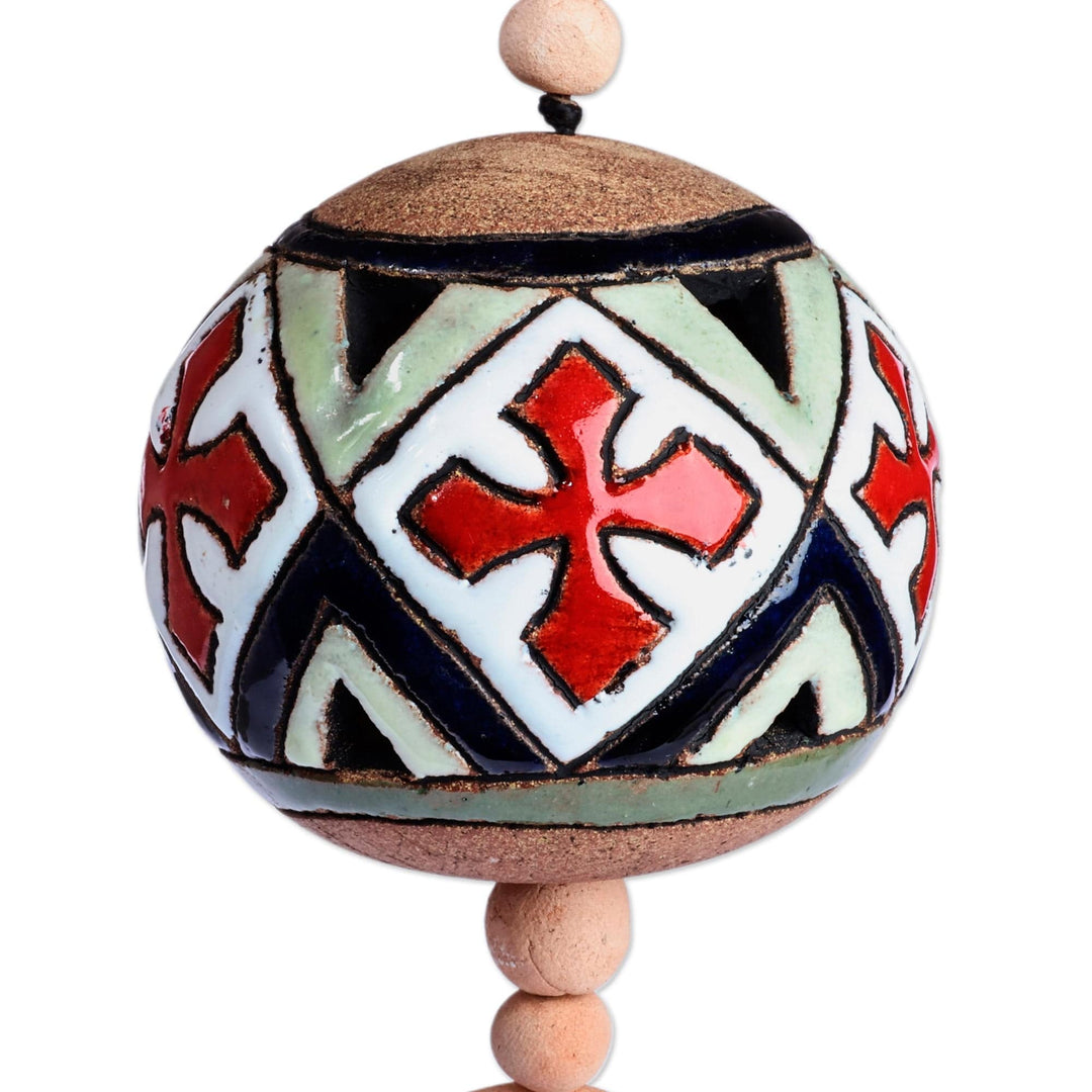 Traditional Cross-Patterned Ceramic Daghdghan Wall Accent - Palatial Daghdghan