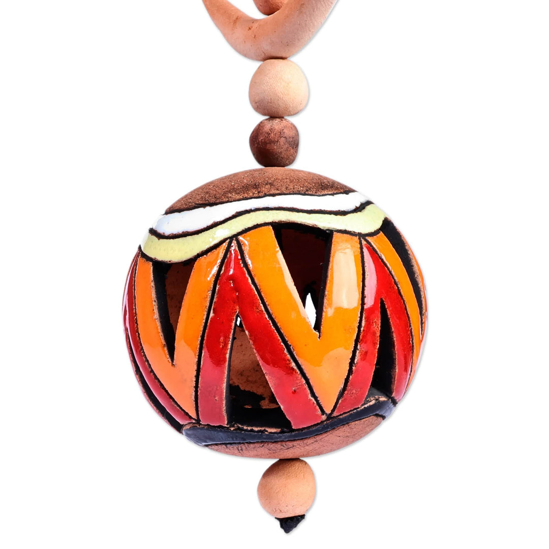 Traditional Painted Warm-Toned Ceramic Daghdghan Wall Accent - Fire Daghdghan