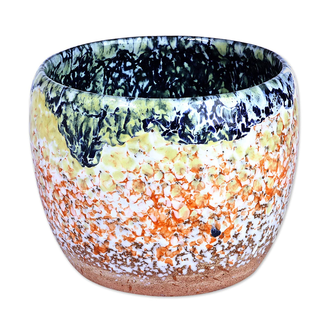 Handcrafted Modern Warm-Toned Ceramic Bowl Vase - Intense Action