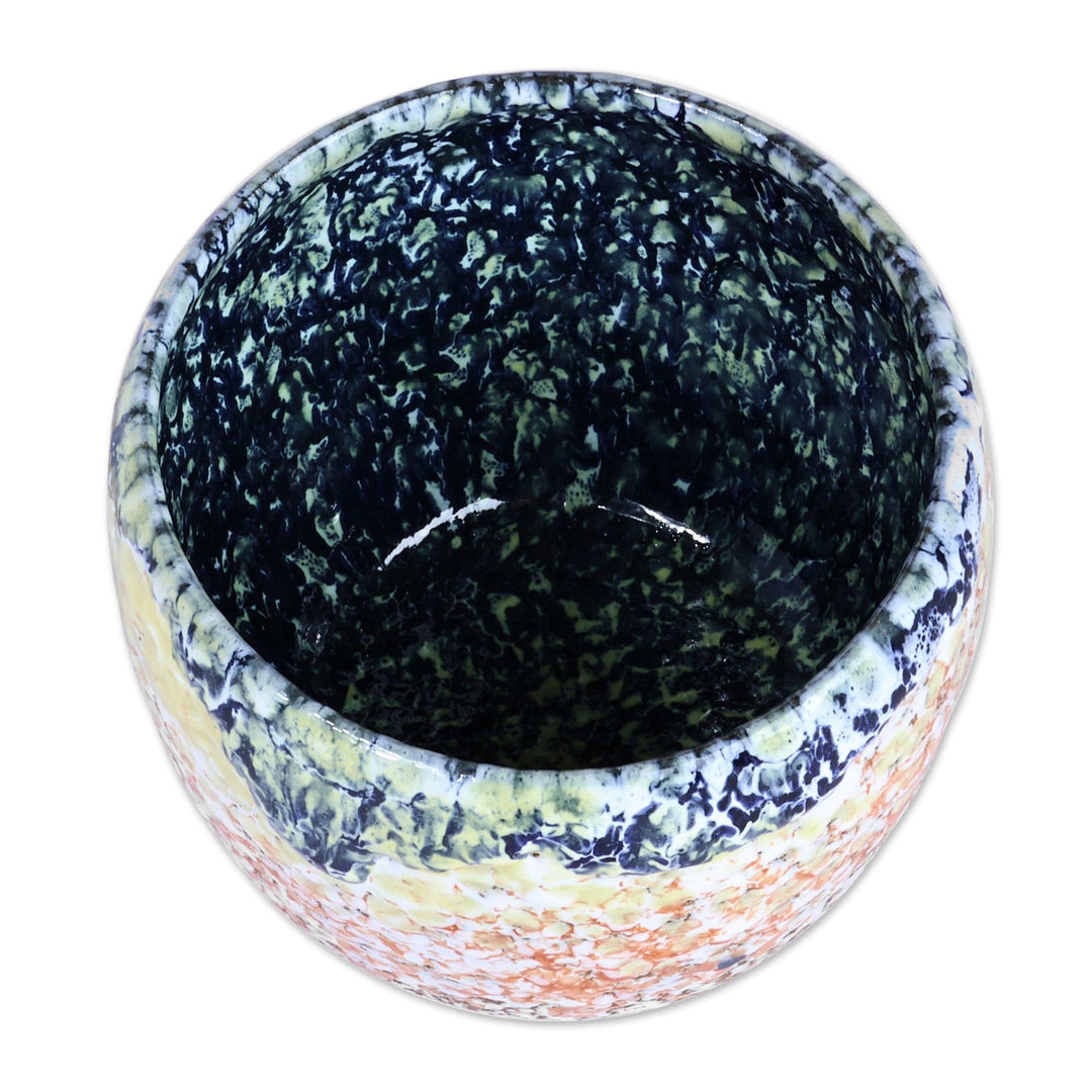 Handcrafted Modern Warm-Toned Ceramic Bowl Vase - Intense Action
