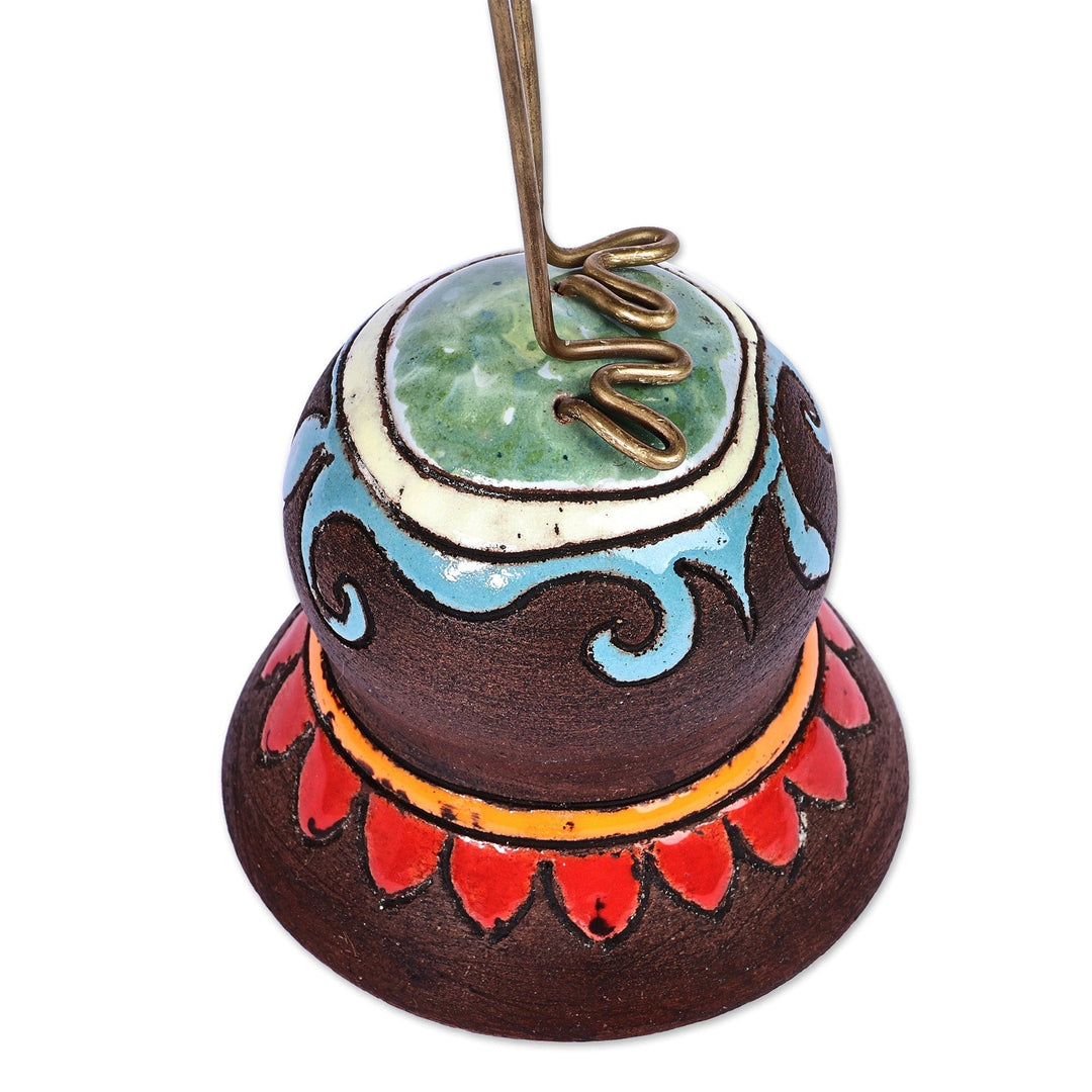 Hand-Painted Bird-Themed Ceramic Photo Holder from Armenia - Feathered Memories