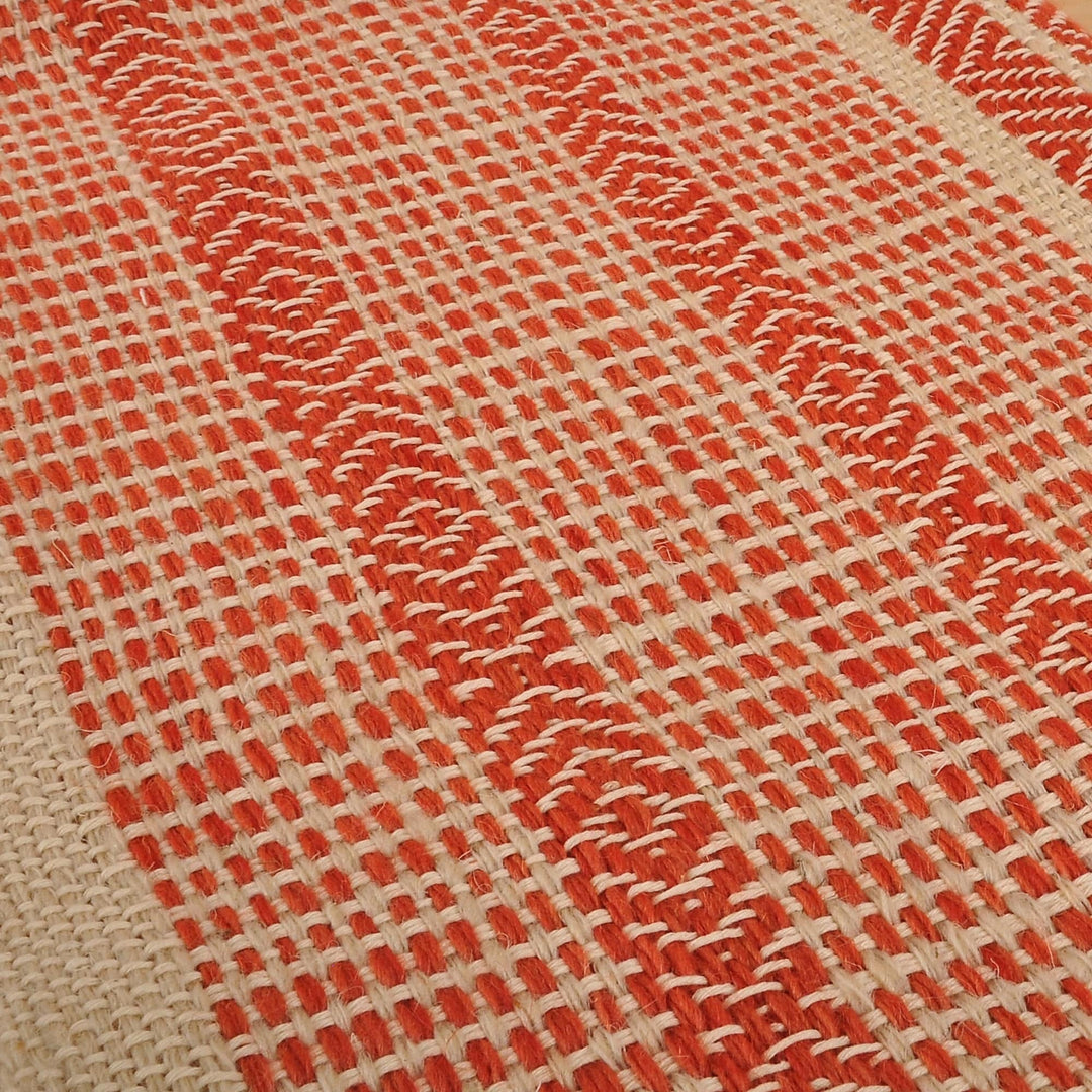 Hand-Woven Striped Wool Throw in Salmon & Ivory from Armenia - Cozy Salmon