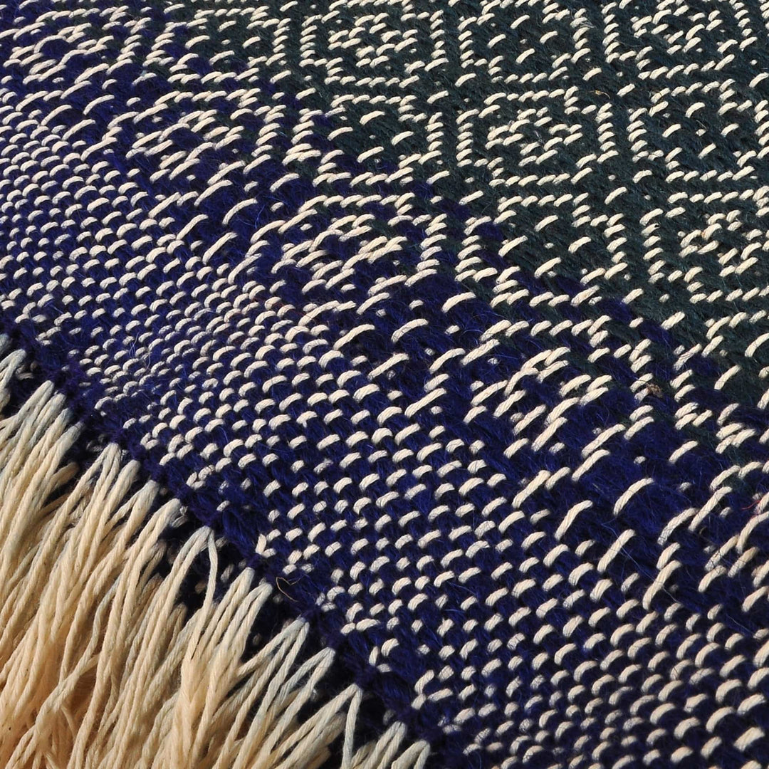 Multicolored and Striped Wool Throw Hand-Woven in Armenia - Cozy Stripes