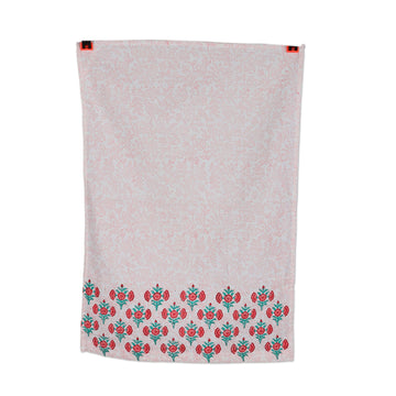 2 Cotton Dish Towels with Hand-Block Printed Floral Motifs - Garden Magic
