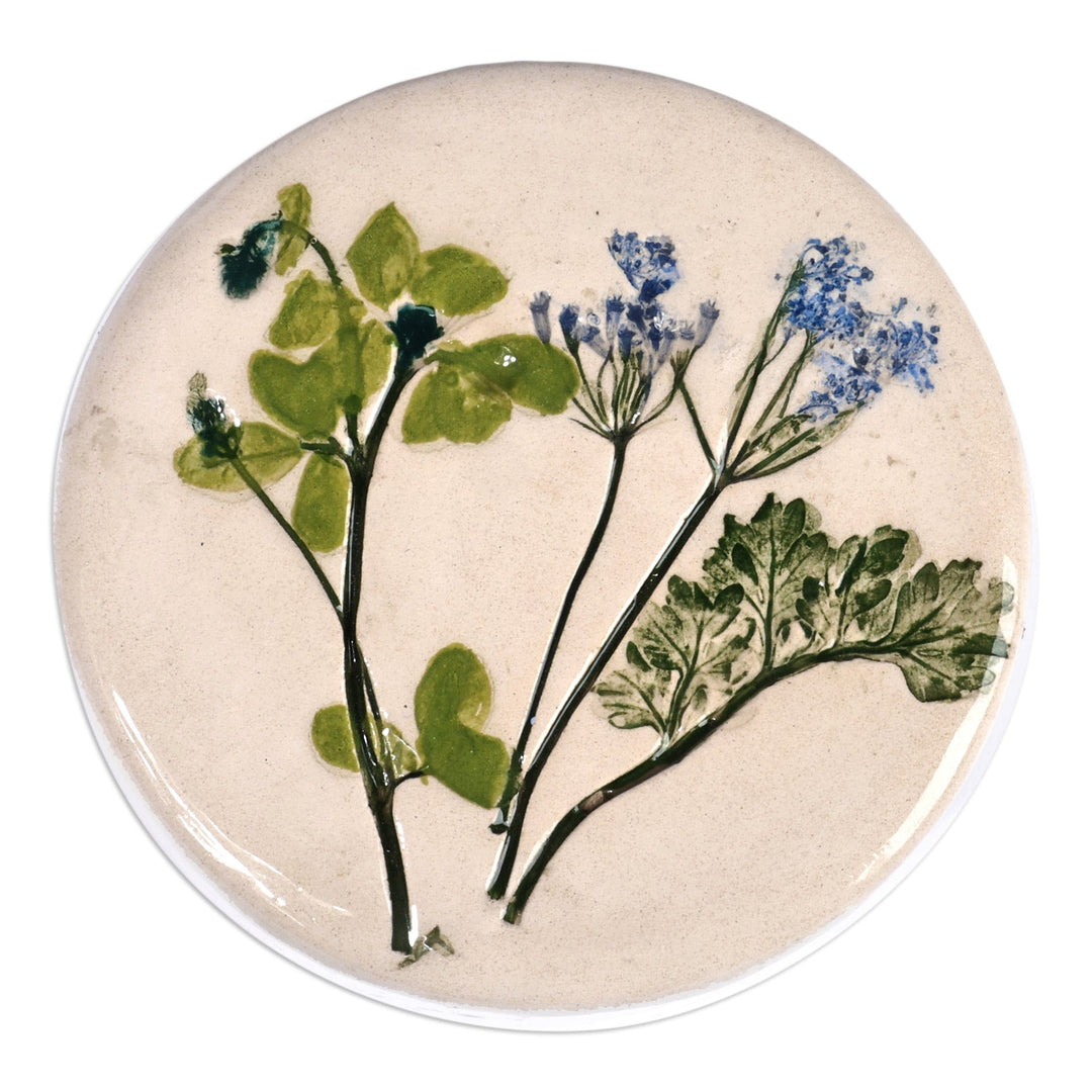 Armenian Hand-Painted Glazed Ceramic Floral Jewelry Box - Nature and Dots