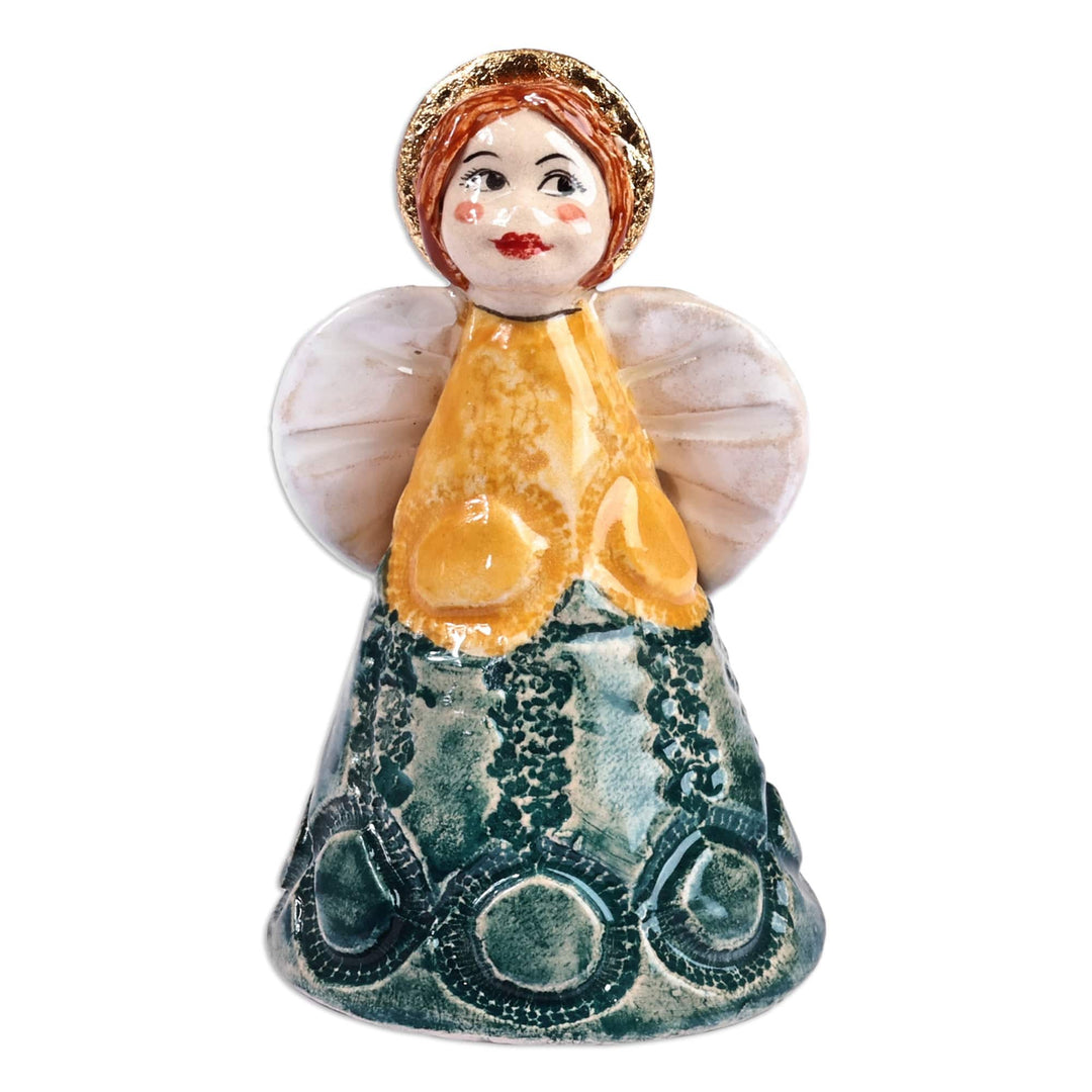 Angel-Themed Decorative Ceramic Bell Made & Painted by Hand - Angelic Sounds