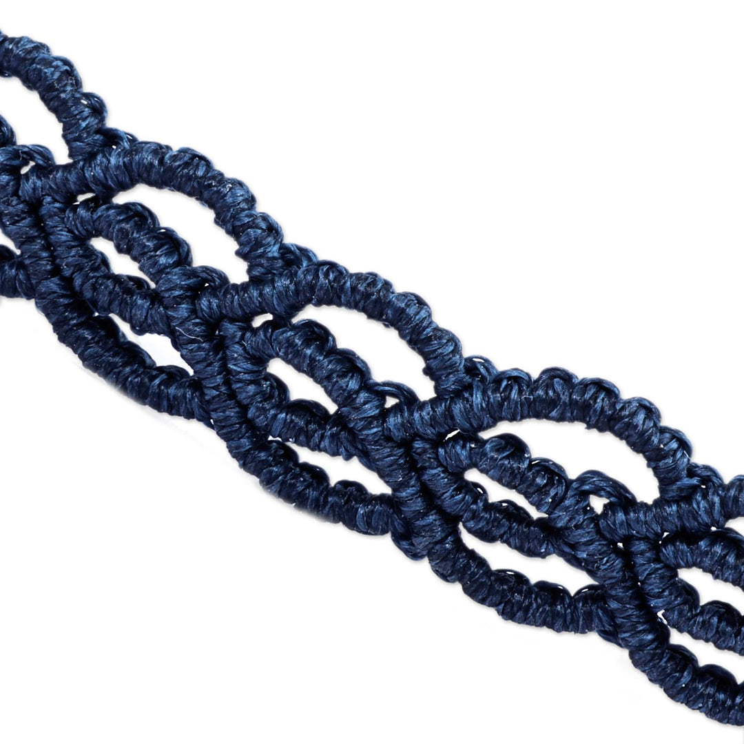 Topaz Macrame Choker Necklace Handmade in Blue Cotton Cords - Stylish Azure