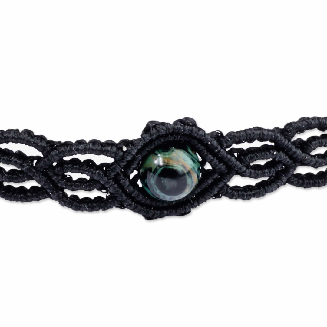 Handmade Sodalite Cotton Macrame Choker Necklace in Black - Stylish Black