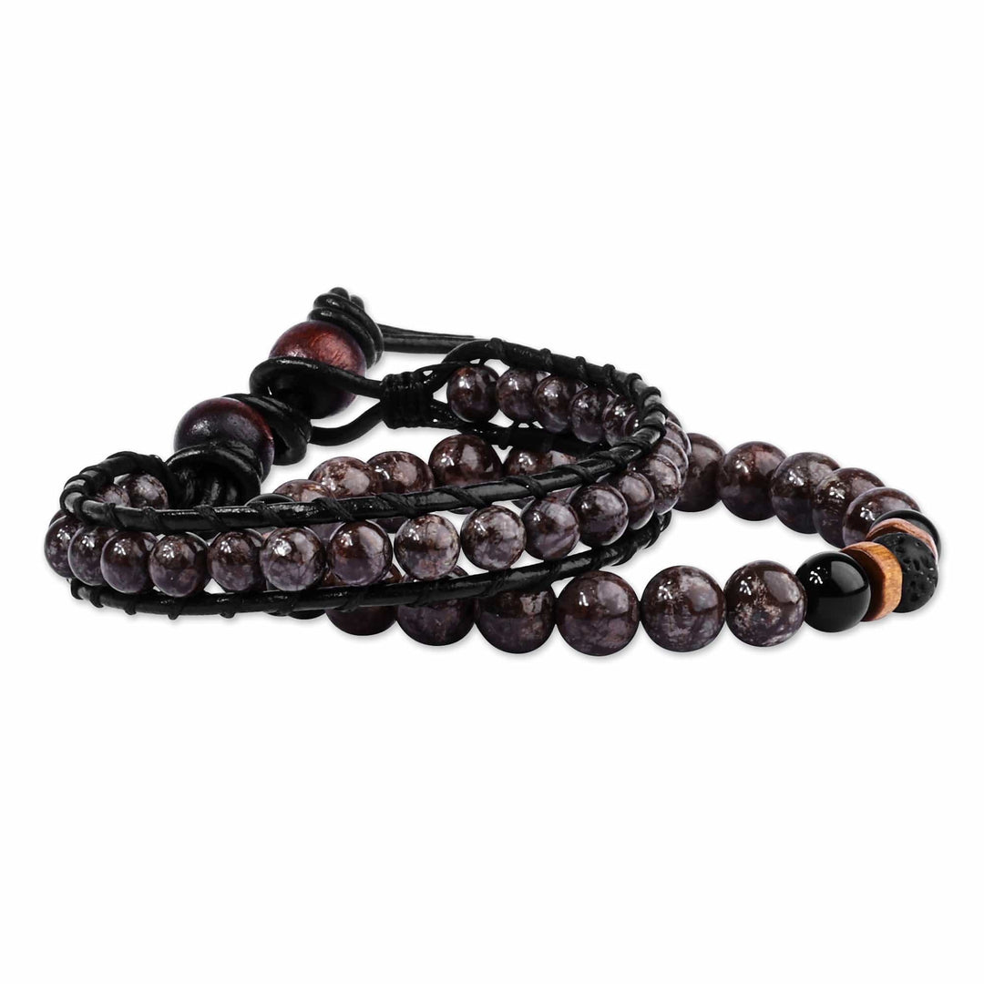 Men's Natural Obsidian and Agate Bracelets (Set of 2) - Gallant Energies