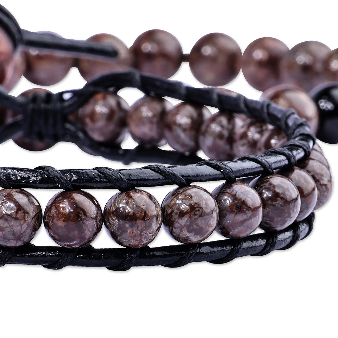 Men's Natural Obsidian and Agate Bracelets (Set of 2) - Gallant Energies