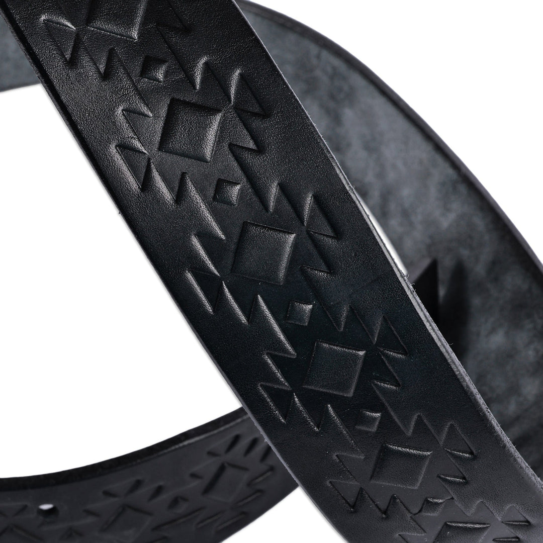 Men's Handcrafted Black Armenian-Inspired Leather Belt - Armenian Icon