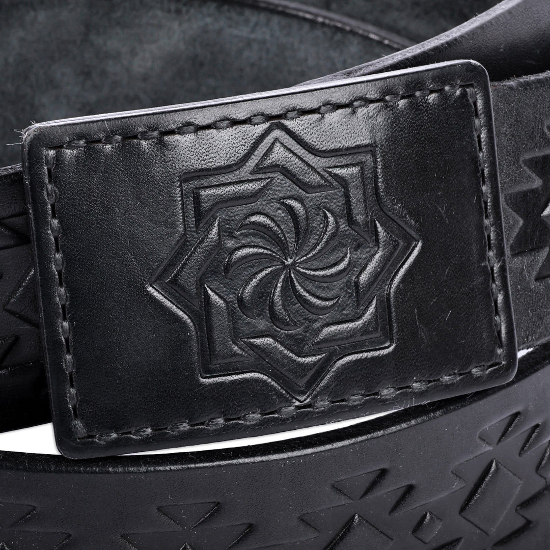 Men's Handcrafted Black Armenian-Inspired Leather Belt - Armenian Icon