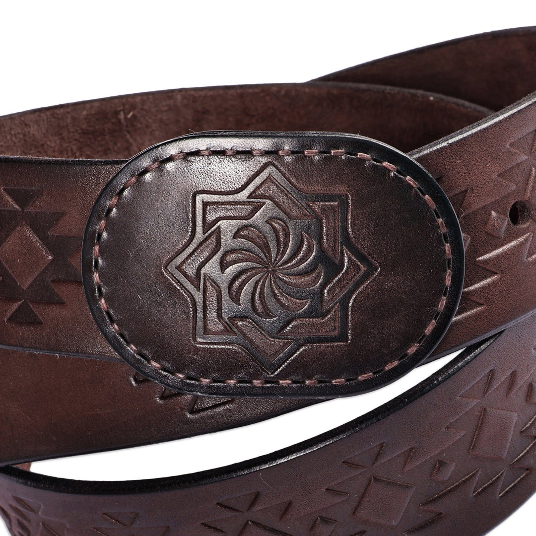 Men's Handcrafted Classic Dark Brown 100% Leather Belt - Gallant Icon