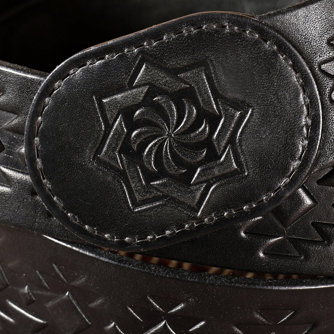 Men's Handcrafted Classic Black 100% Leather Belt - Shadow Icon